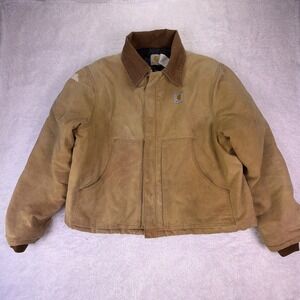 Vintage USA Carhartt Arctic Jacket Quilted Liner Distressed Mens Size 50 JO2 BRN